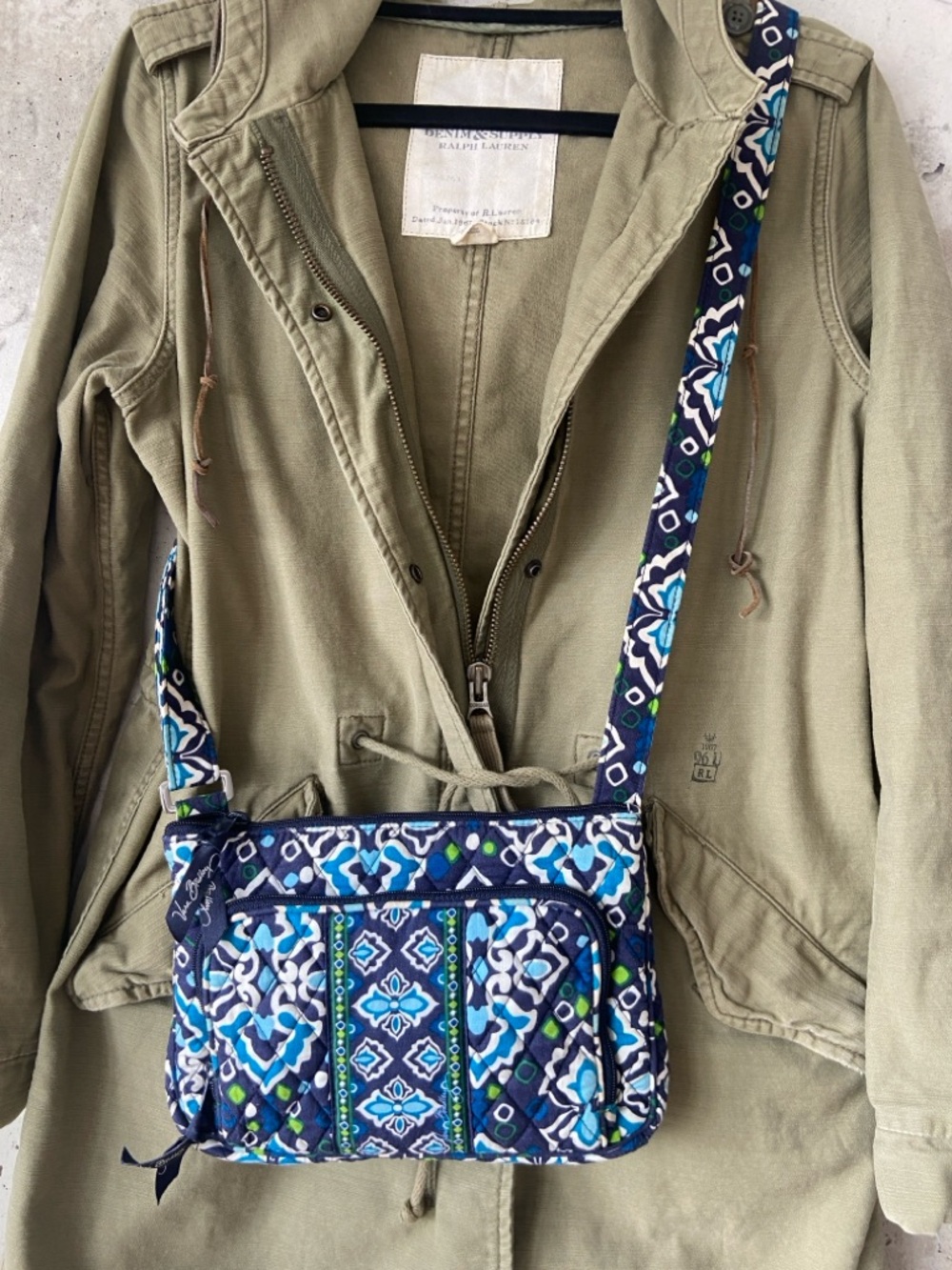 Vera Bradley Navy and Teal Quilted Crossbody Bag